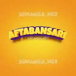aftabansari in Orange Toon style - 3D name wallpaper