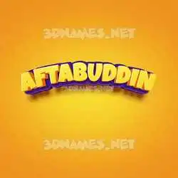 aftabuddin in Orange Toon style - 3D name wallpaper