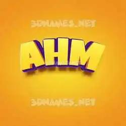 ahm in Orange Toon style - 3D name wallpaper