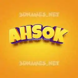 ahsok in Orange Toon style - 3D name wallpaper