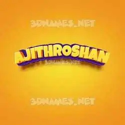 ajithroshan in Orange Toon style - 3D name wallpaper