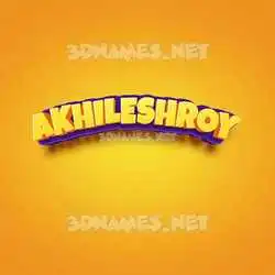 akhileshroy in Orange Toon style - 3D name wallpaper