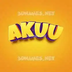 akuu in Orange Toon style - 3D name wallpaper