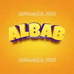 albab in Orange Toon style - 3D name wallpaper
