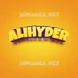 alihyder in Orange Toon style - 3D name wallpaper