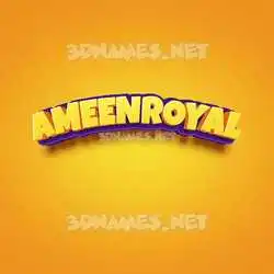 ameenroyal in Orange Toon style - 3D name wallpaper
