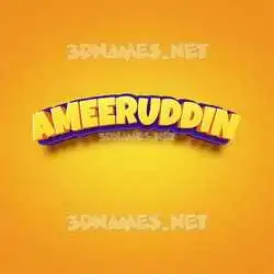 ameeruddin in Orange Toon style - 3D name wallpaper
