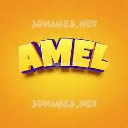 amel in Orange Toon style - 3D name wallpaper