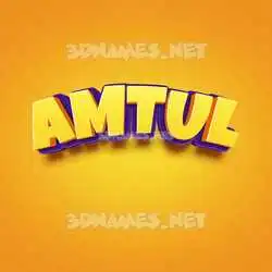 amtul in Orange Toon style - 3D name wallpaper
