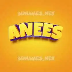 anees in Orange Toon style - 3D name wallpaper