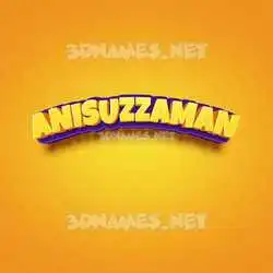 anisuzzaman in Orange Toon style - 3D name wallpaper