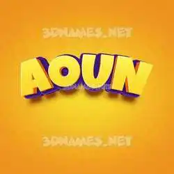 aoun in Orange Toon style - 3D name wallpaper