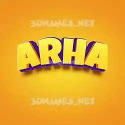 arha in Orange Toon style - 3D name wallpaper