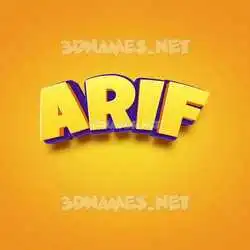 arif in Orange Toon style - 3D name wallpaper