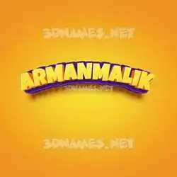 armanmalik in Orange Toon style - 3D name wallpaper