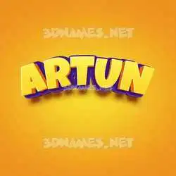 artun in Orange Toon style - 3D name wallpaper