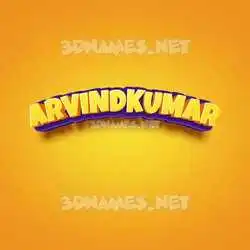 arvindkumar in Orange Toon style - 3D name wallpaper