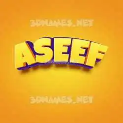 aseef in Orange Toon style - 3D name wallpaper
