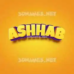 ashhab in Orange Toon style - 3D name wallpaper