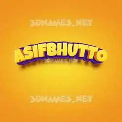 asifbhutto in Orange Toon style - 3D name wallpaper