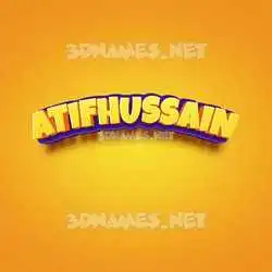 atifhussain in Orange Toon style - 3D name wallpaper