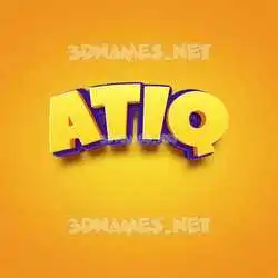 atiq in Orange Toon style - 3D name wallpaper