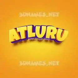 atluru in Orange Toon style - 3D name wallpaper