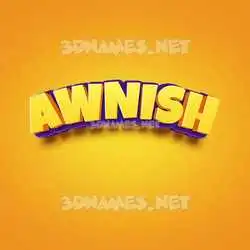 awnish in Orange Toon style - 3D name wallpaper
