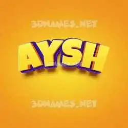 aysh in Orange Toon style - 3D name wallpaper