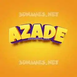 azade in Orange Toon style - 3D name wallpaper
