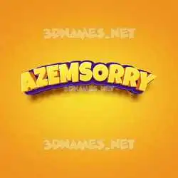 azemsorry in Orange Toon style - 3D name wallpaper