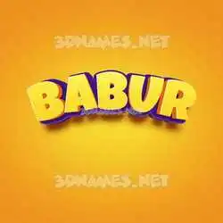 babur in Orange Toon style - 3D name wallpaper