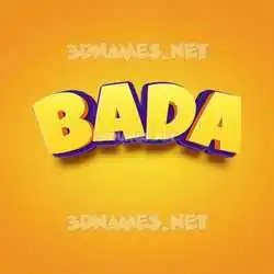 bada in Orange Toon style - 3D name wallpaper