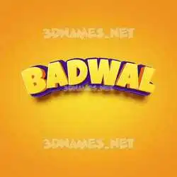 badwal in Orange Toon style - 3D name wallpaper