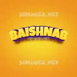 baishnab in Orange Toon style - 3D name wallpaper