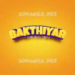 bakthiyar in Orange Toon style - 3D name wallpaper