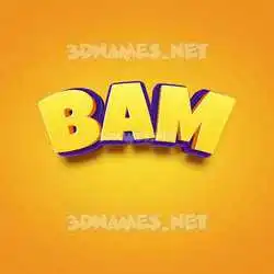 bam in Orange Toon style - 3D name wallpaper