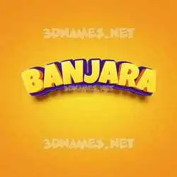 banjara in Orange Toon style - 3D name wallpaper