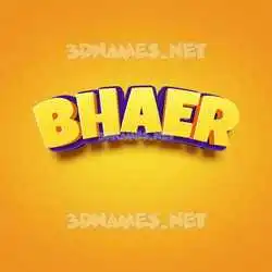 bhaer in Orange Toon style - 3D name wallpaper
