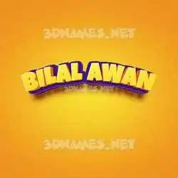 bilal awan in Orange Toon style - 3D name wallpaper