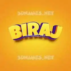 biraj in Orange Toon style - 3D name wallpaper