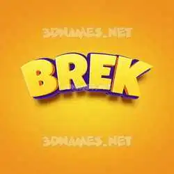 brek in Orange Toon style - 3D name wallpaper
