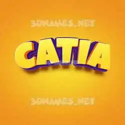 catia in Orange Toon style - 3D name wallpaper