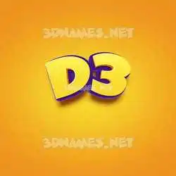 d3 in Orange Toon style - 3D name wallpaper