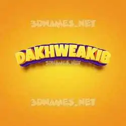 dakhweakib in Orange Toon style - 3D name wallpaper
