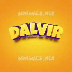 dalvir in Orange Toon style - 3D name wallpaper