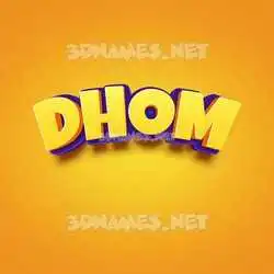 dhom in Orange Toon style - 3D name wallpaper