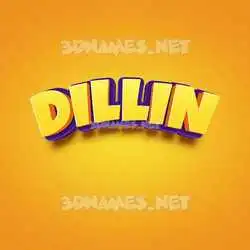 dillin in Orange Toon style - 3D name wallpaper