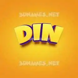 din in Orange Toon style - 3D name wallpaper
