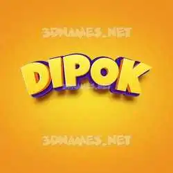 dipok in Orange Toon style - 3D name wallpaper
